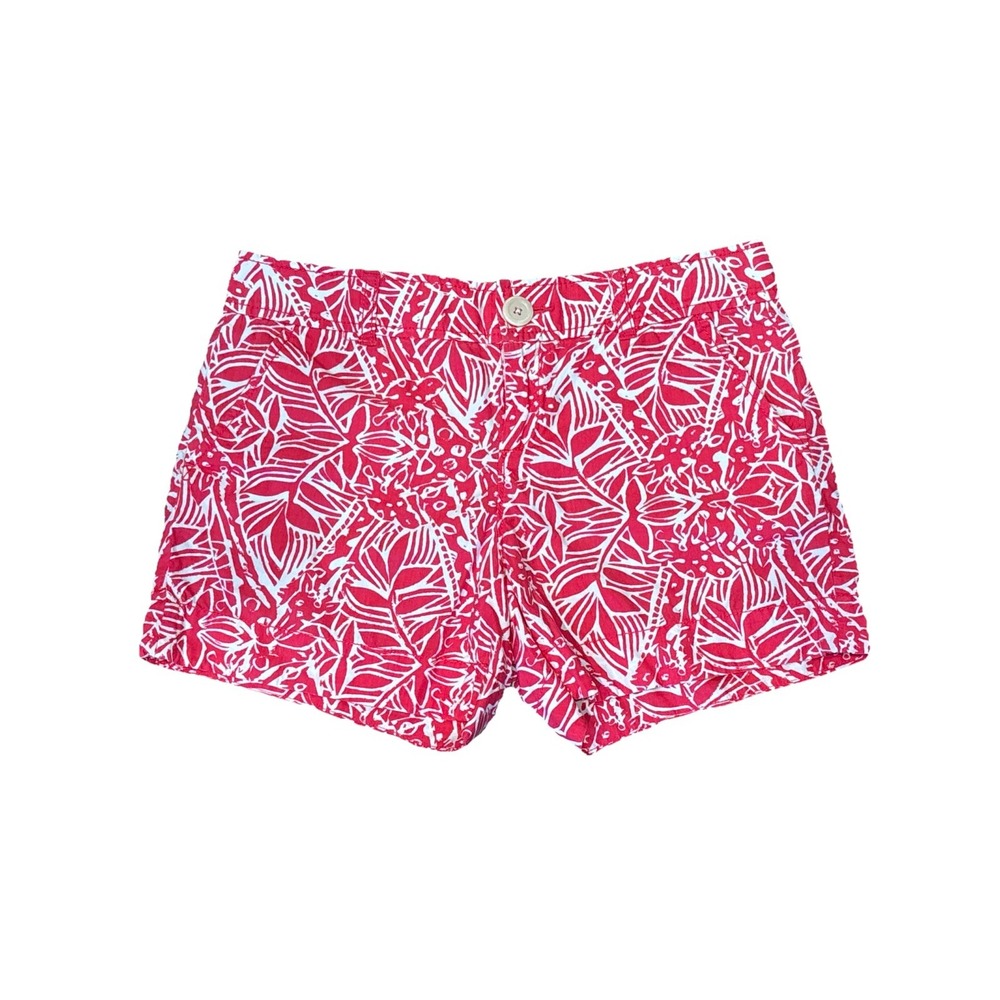 Lilly‎ Pulitzer Callahan Shorts Womens size 2 Punch Pink Leaf Giraffe pattern
